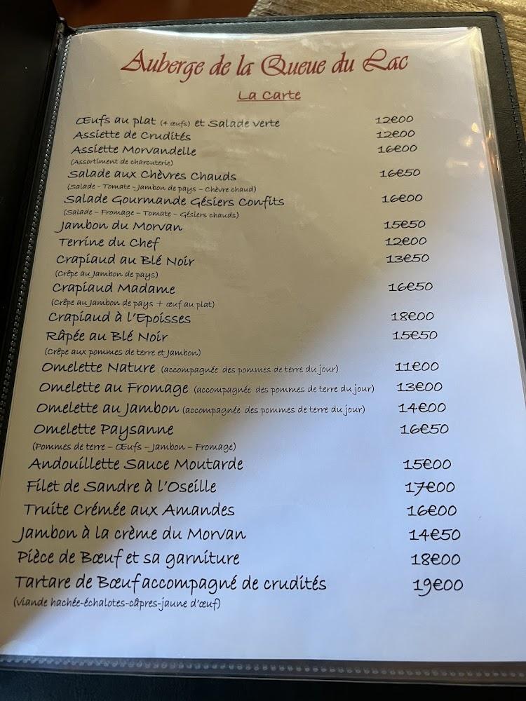 Auberge de la Queue du Lac - Menu Image 1