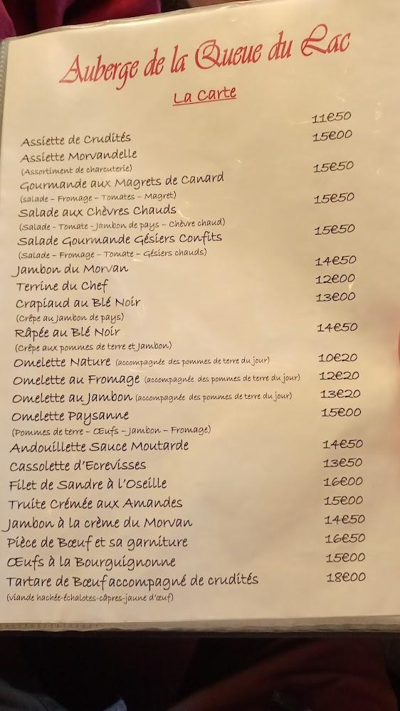 Auberge de la Queue du Lac - Menu Image 2